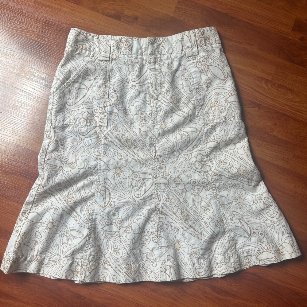 Eddie Bauer Paisley Floral A-Line Midi Skirt Boho Y2K Cottagecore Indie Bohemian